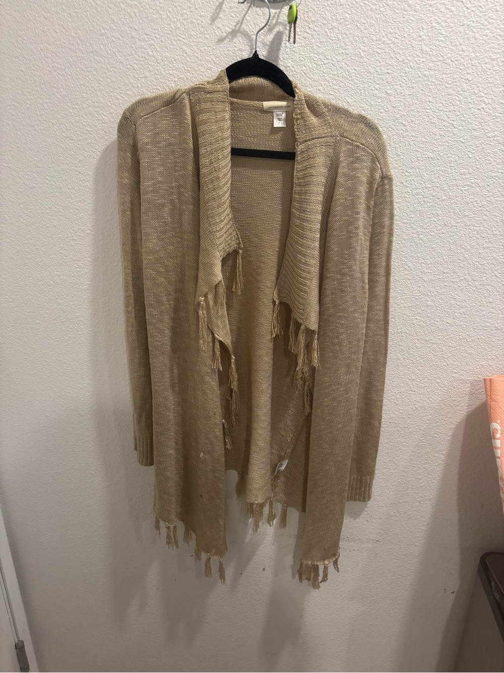 Canyon River Blues Beige Open-Front Knit Cardigan